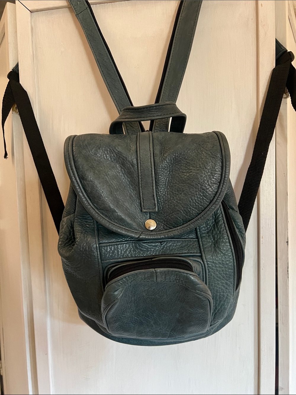 Leather Mini Backpack in Dark teal - Casual Everyday Bag
